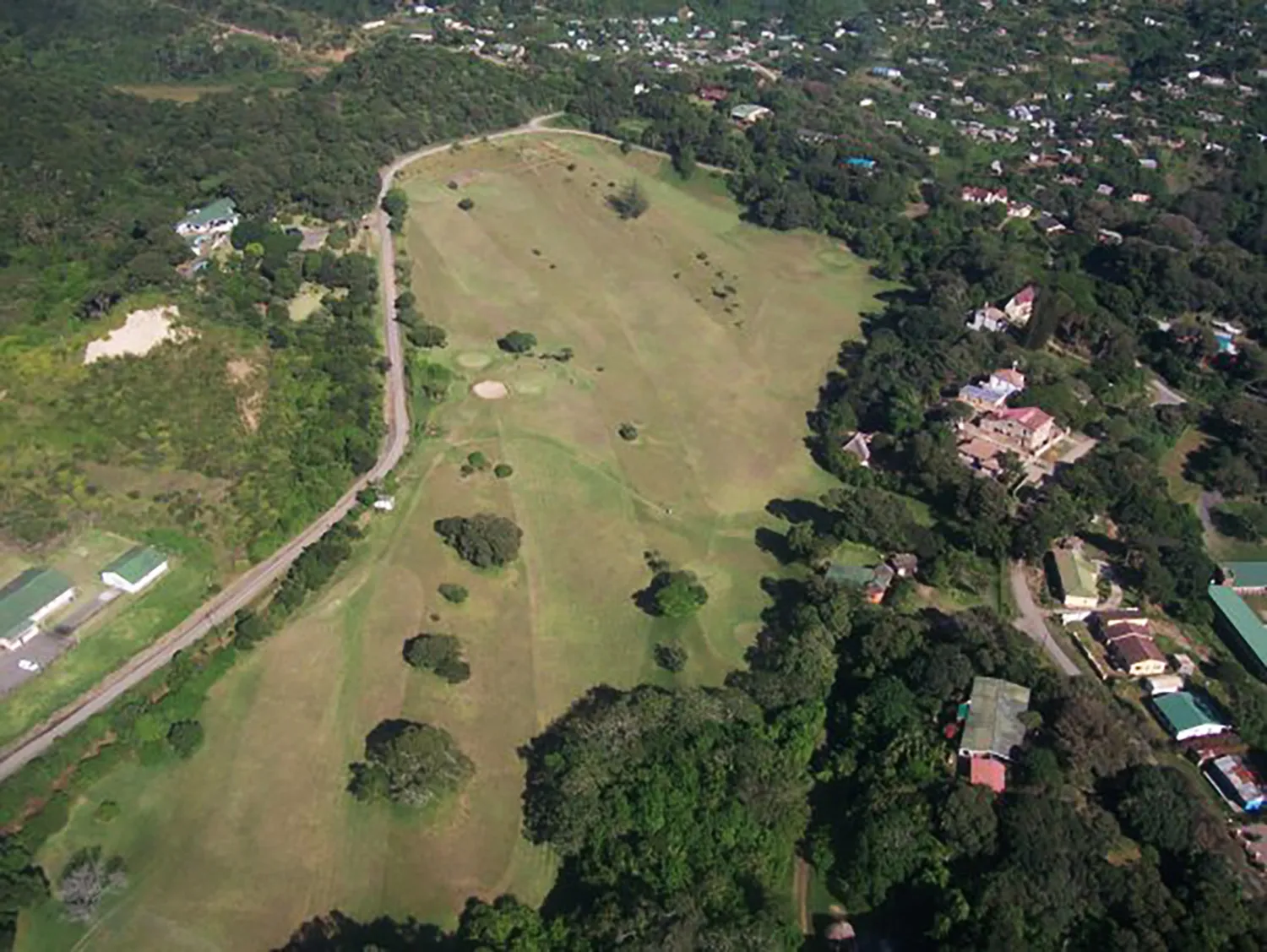 The course at Port St Johns seen from above, with the village beyond